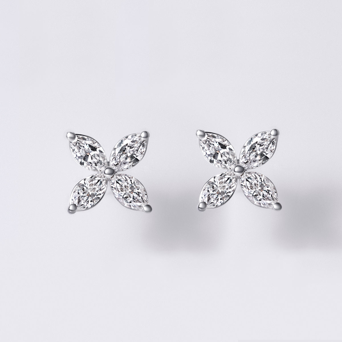 Marquise Flower Stud (7/8CTW ), White Gold