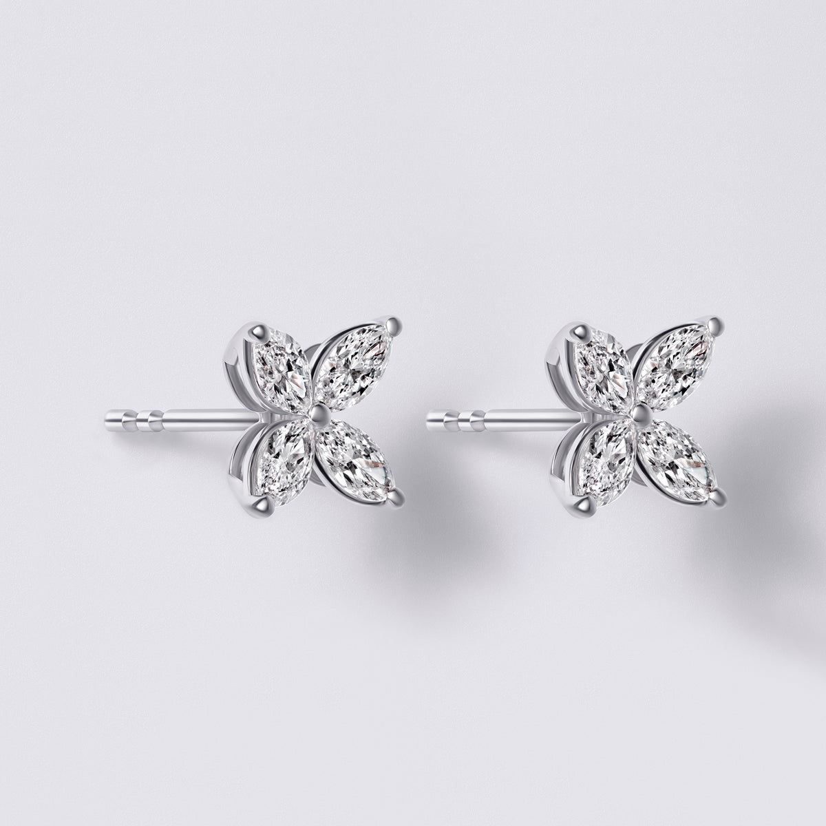 Marquise Flower Stud (7/8CTW ), White Gold