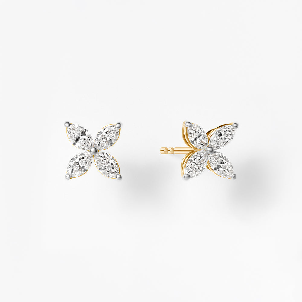 Marquise Flower Diamond Stud Earrings