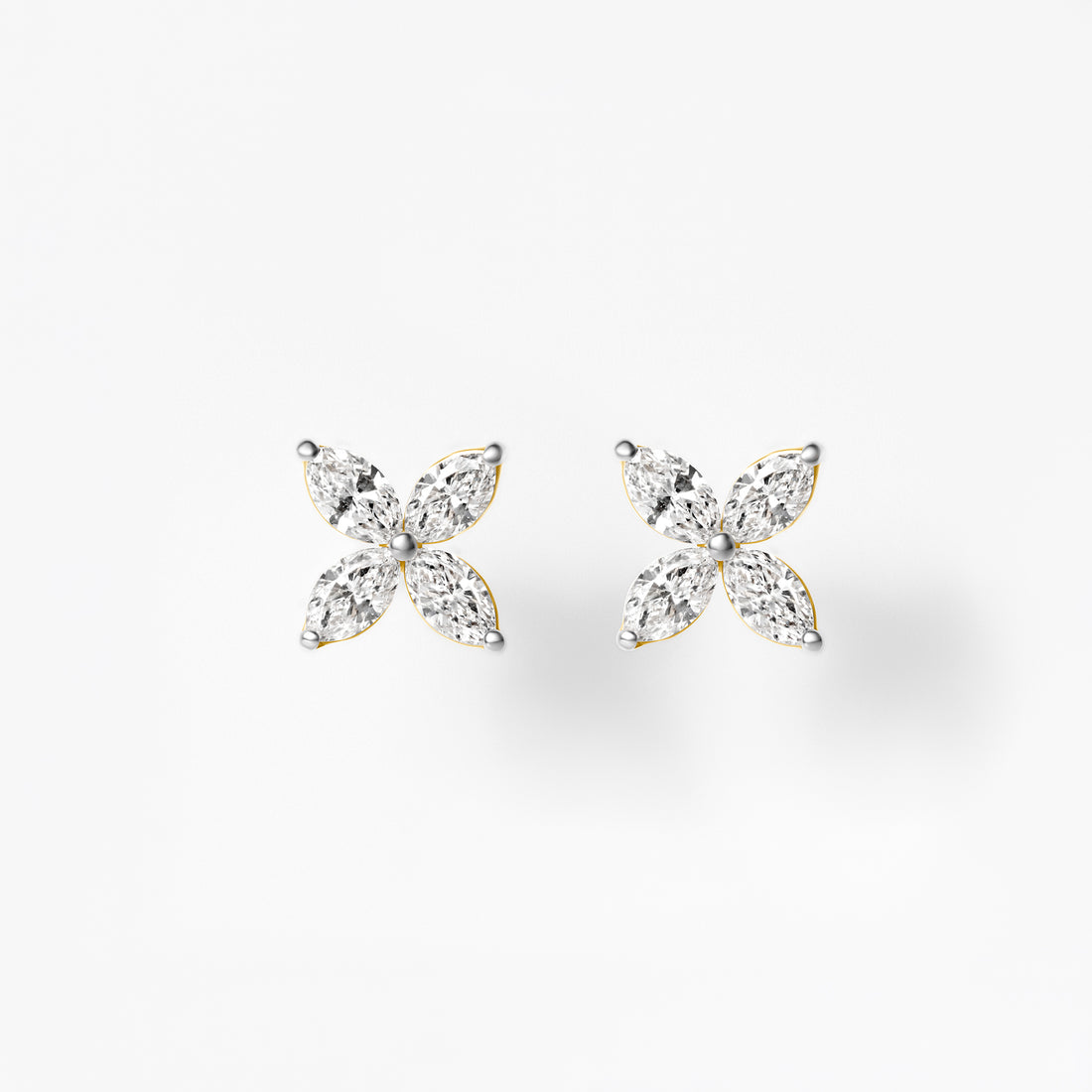 Marquise Flower Diamond Stud Earrings