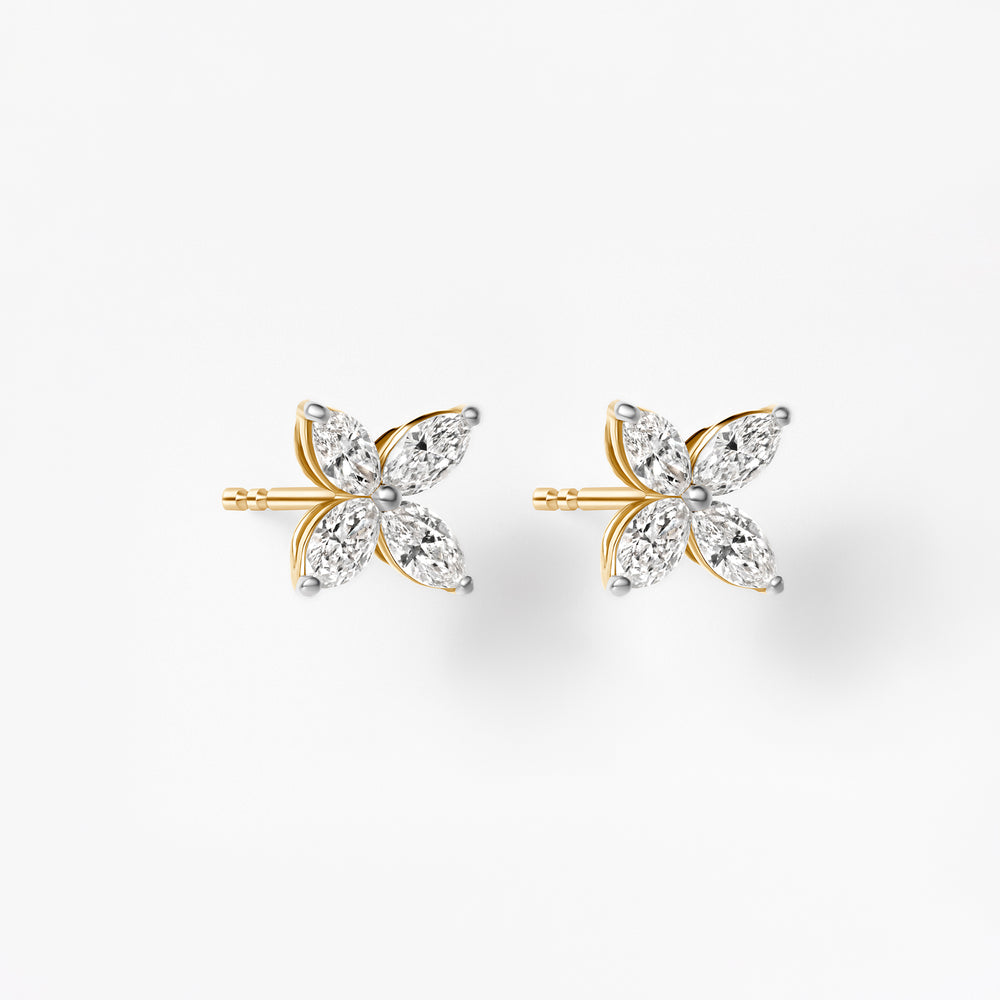 Marquise Flower Diamond Stud Earrings