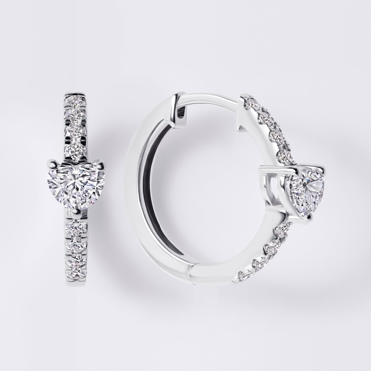 Heart Diamond Pavé Center Huggie Earrings