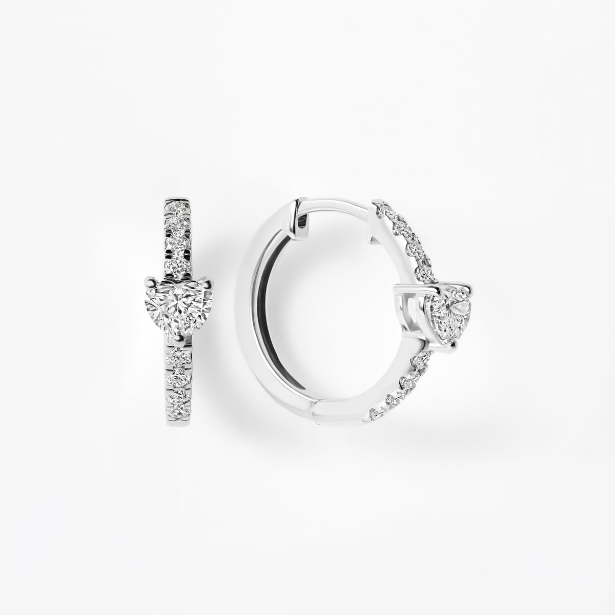 Heart Diamond Pavé Center Huggie Earrings