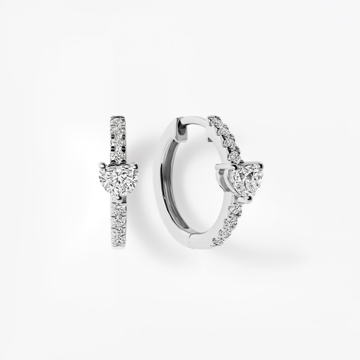 Heart Diamond Pavé Center Huggie Earrings