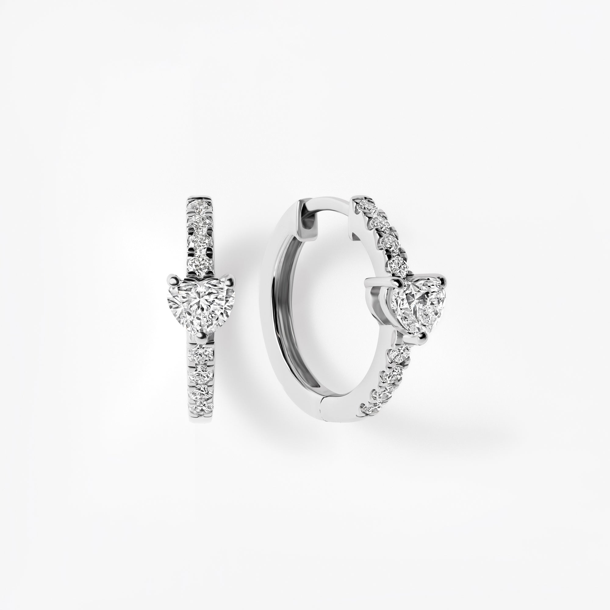 Heart Diamond Pavé Center Huggie Earrings