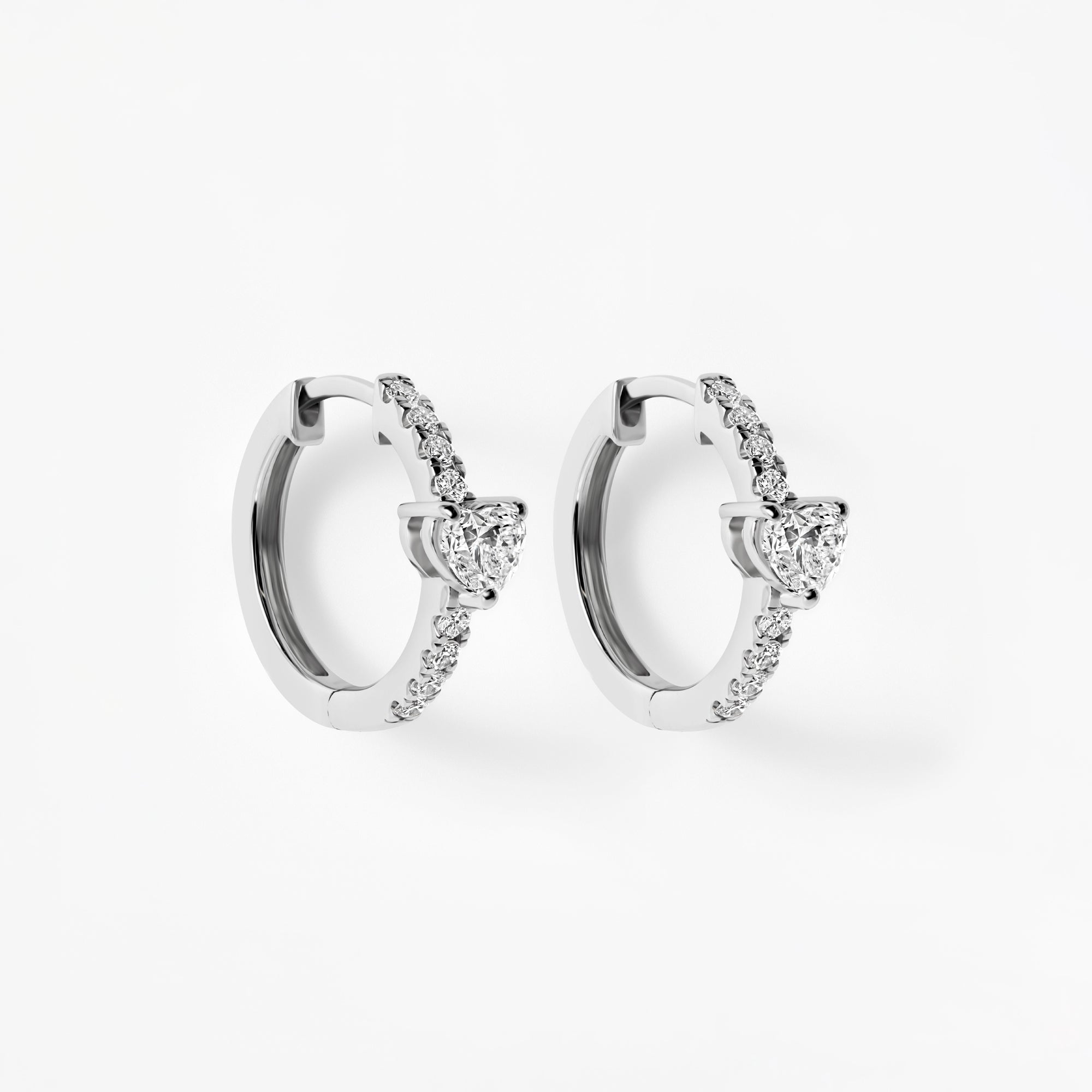 Heart Diamond Pavé Center Huggie Earrings