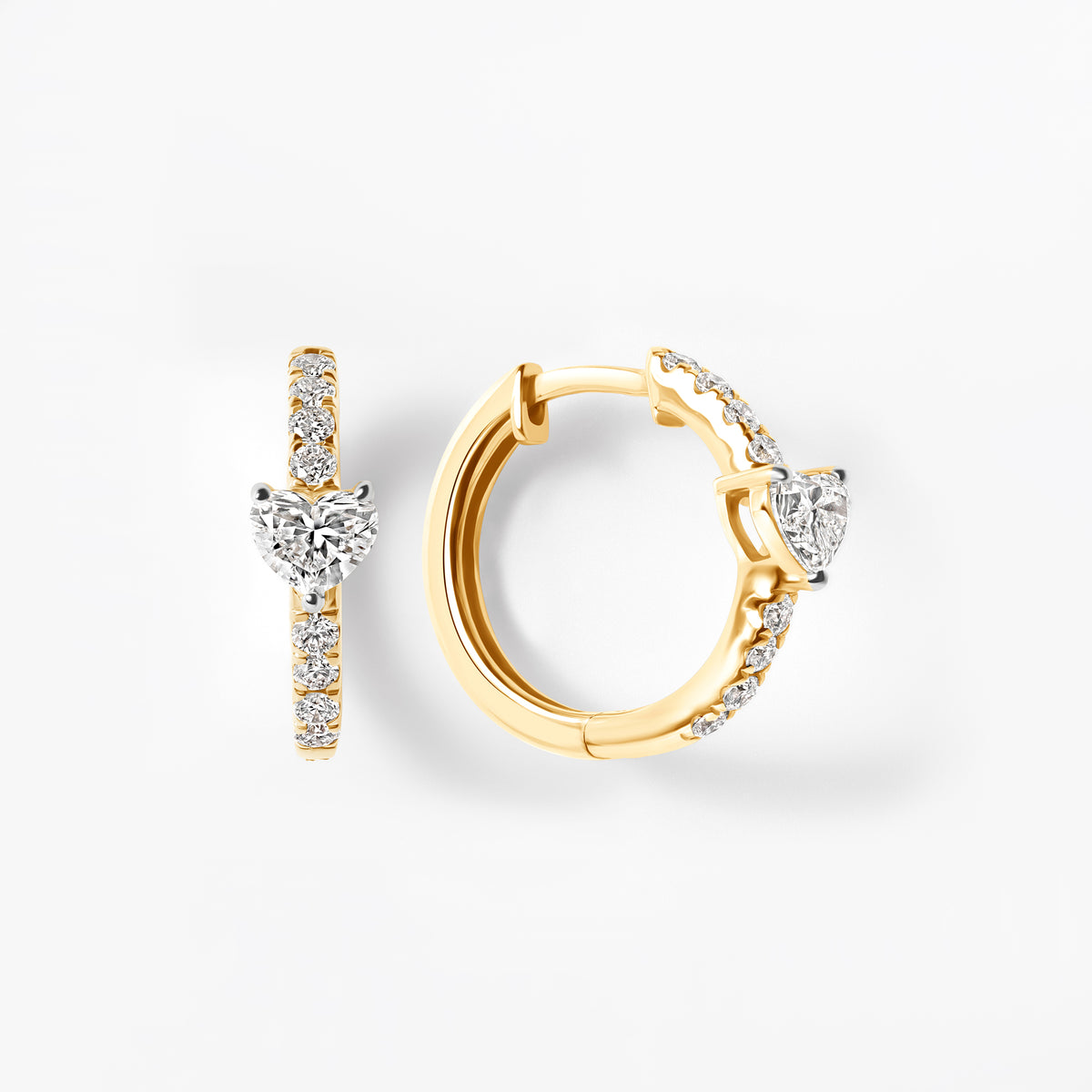 Heart Diamond Pavé Center Huggie Earrings