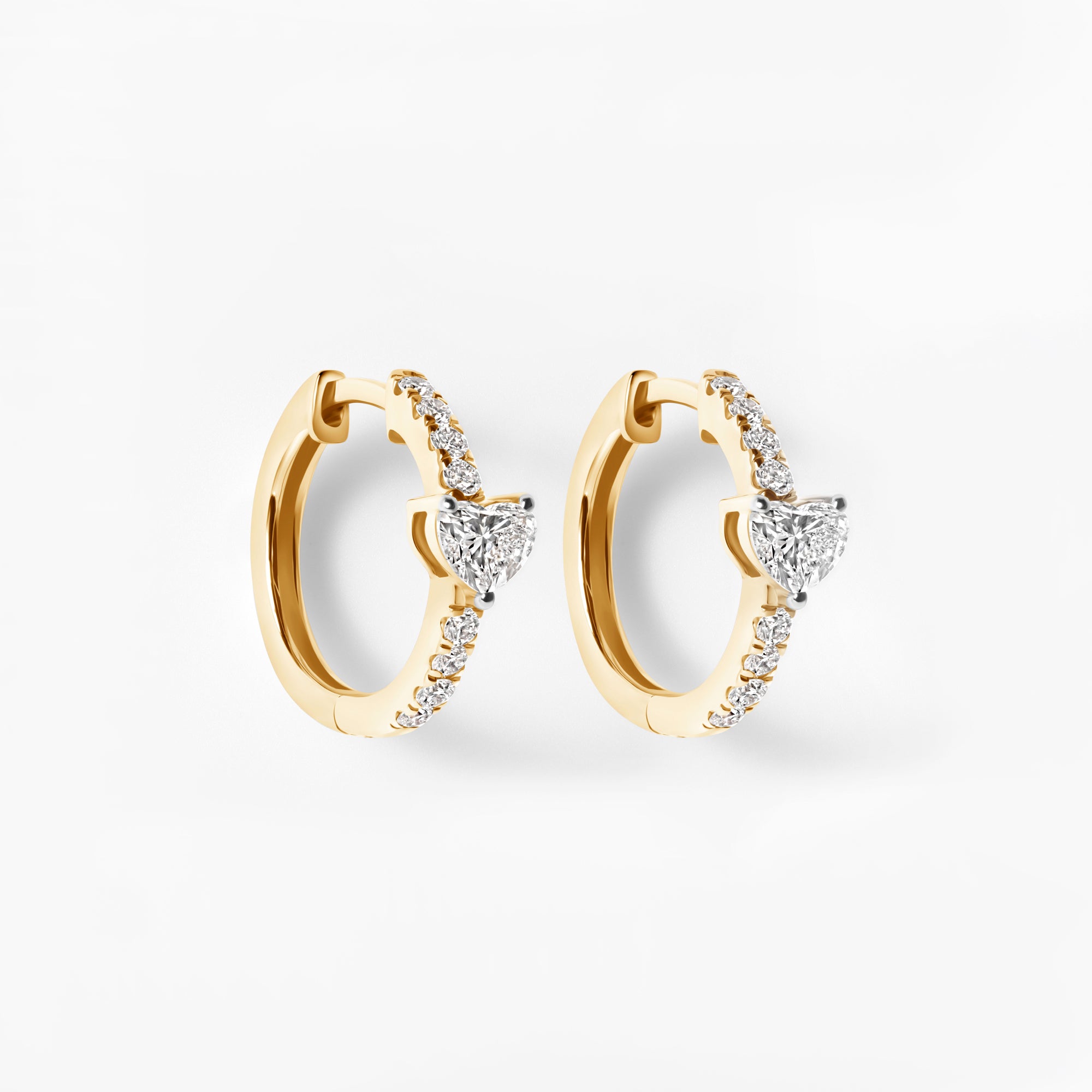 Heart Diamond Pavé Center Huggie Earrings