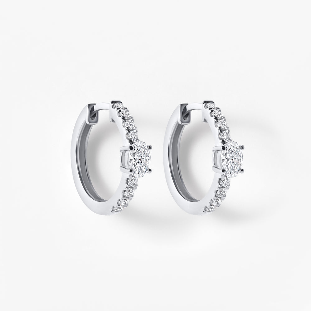 Oval Diamond Pavé Huggie Earrings