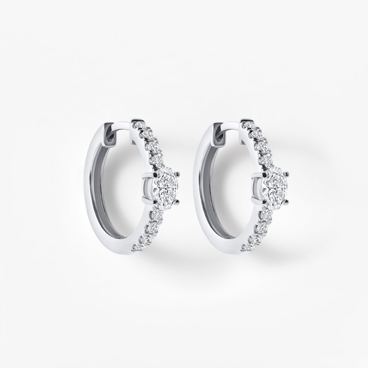 Oval Diamond Pavé Center Huggie Earrings