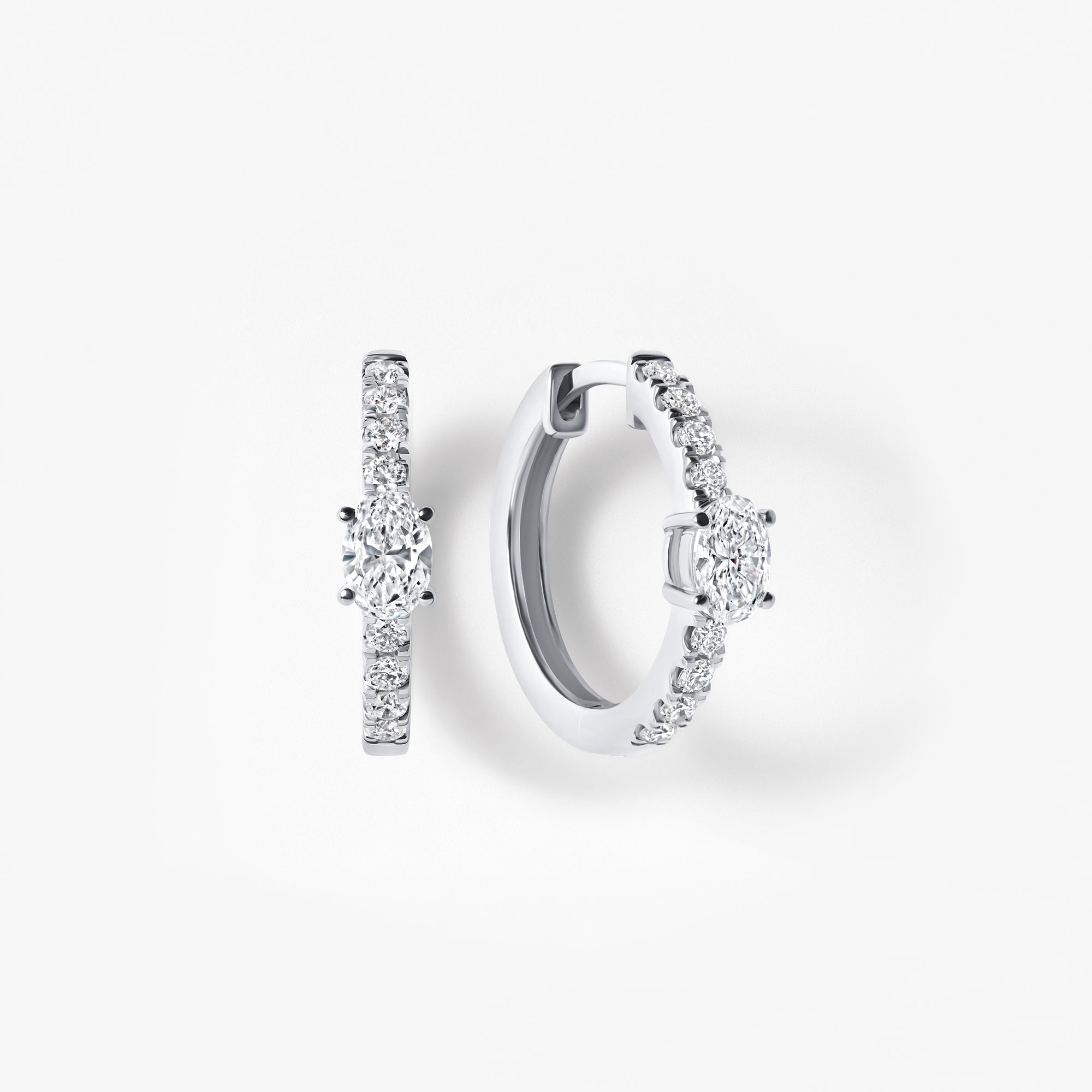 Oval Diamond Pavé Center Huggie Earrings