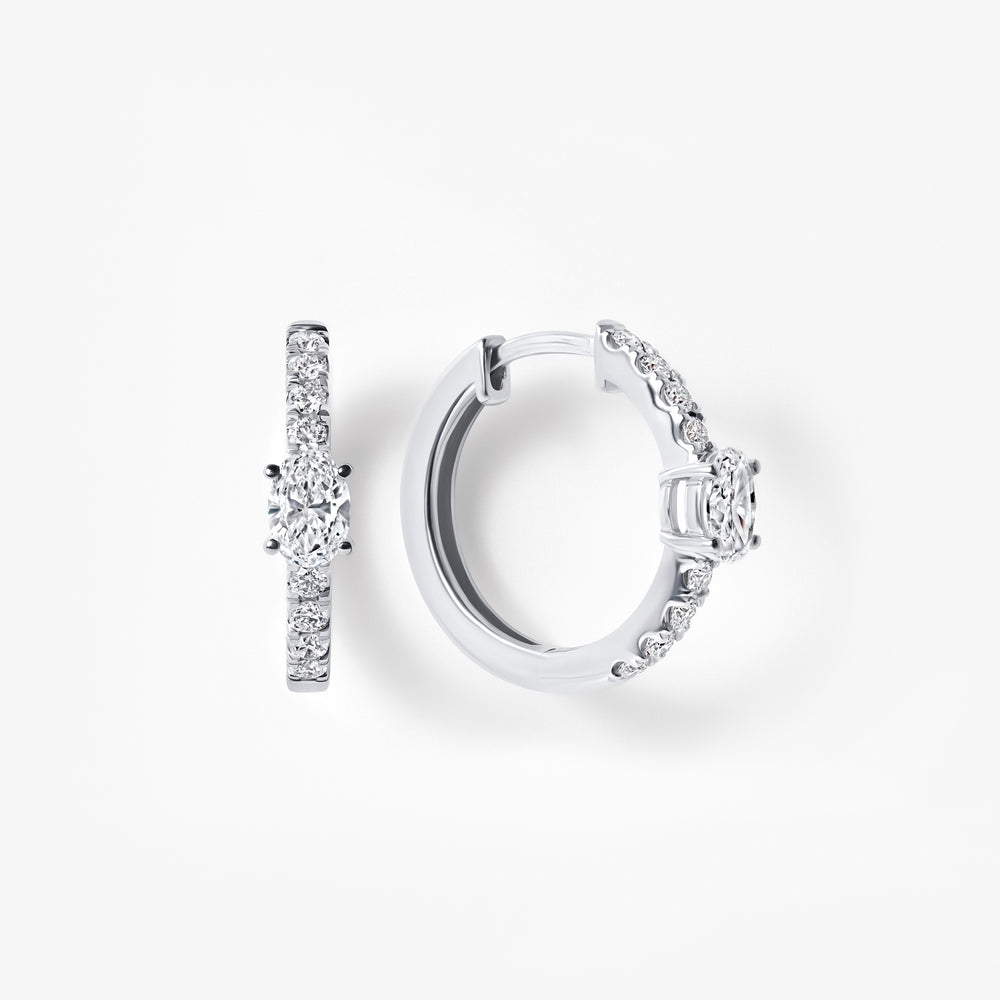 Oval Diamond Pavé Huggie Earrings