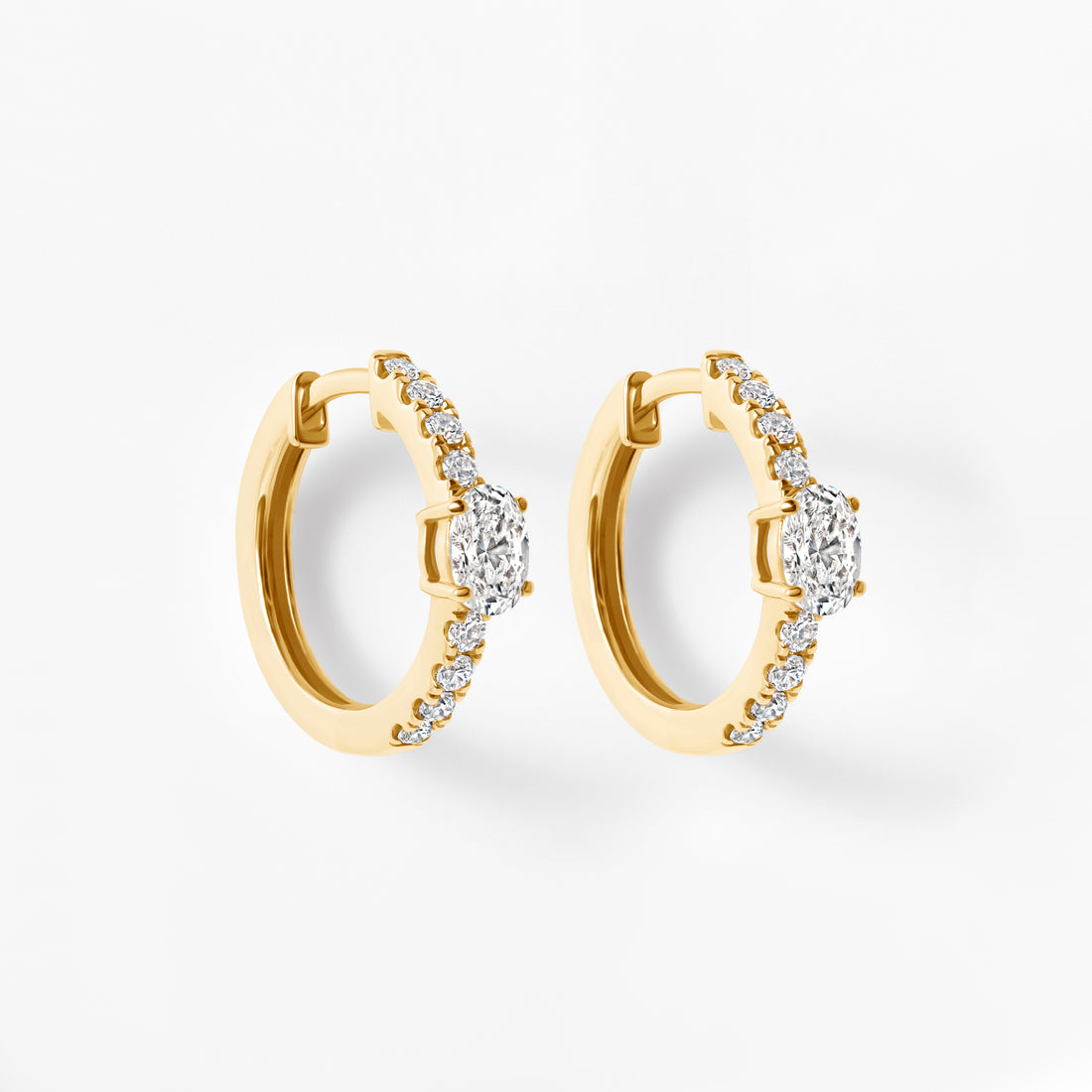 Oval Diamond Pavé Huggie Earrings