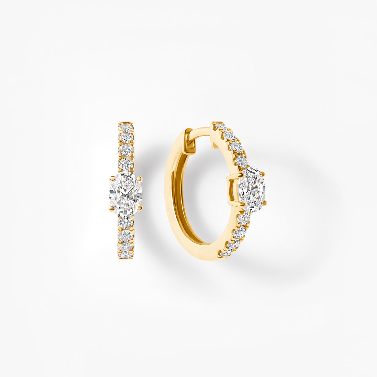 Oval Diamond Pavé Center Huggie Earrings