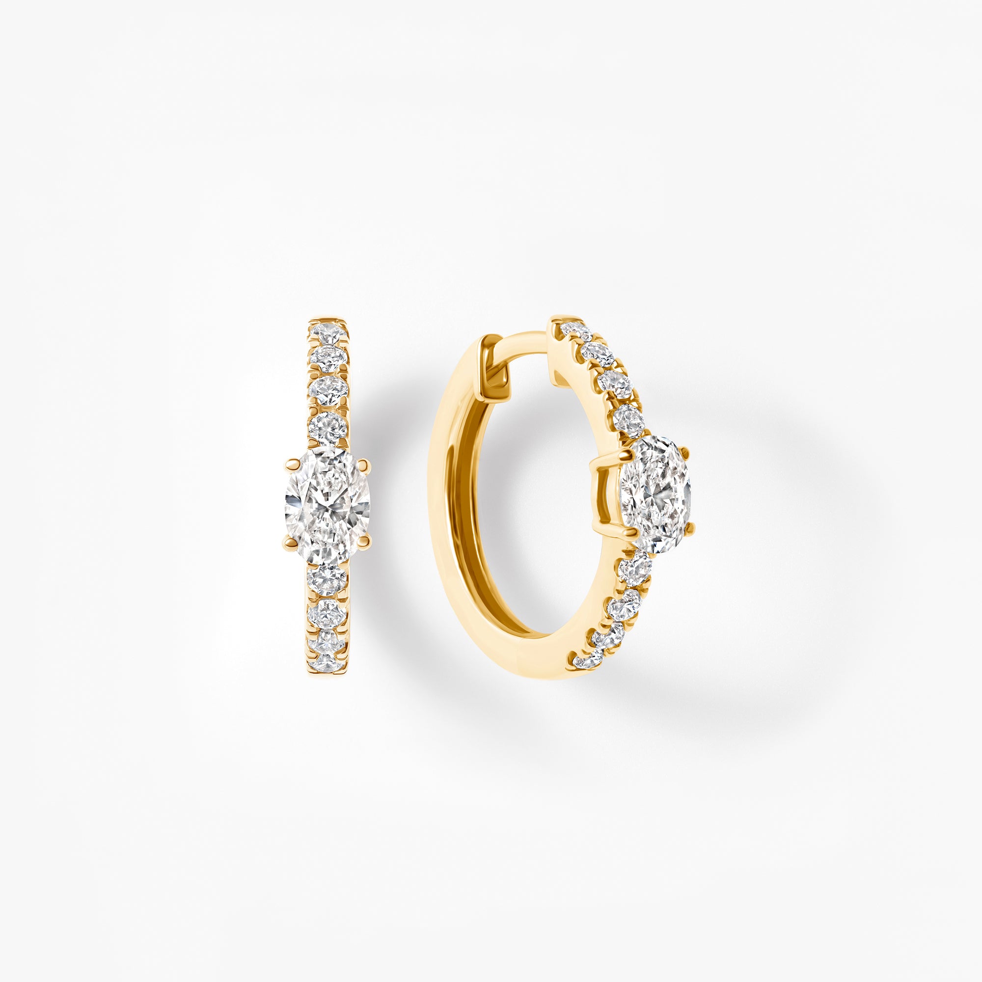 Oval Diamond Pavé Center Huggie Earrings