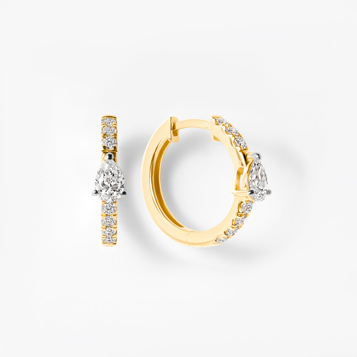 Pear Diamond Pavé Center Huggie Earrings