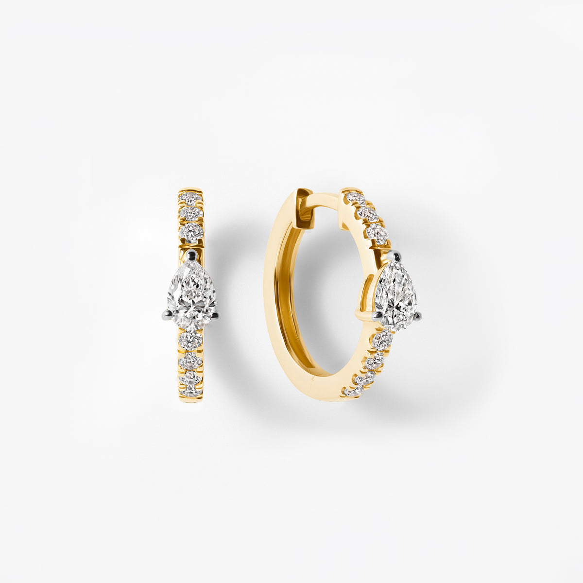 Pear Diamond Pavé Center Huggie Earrings