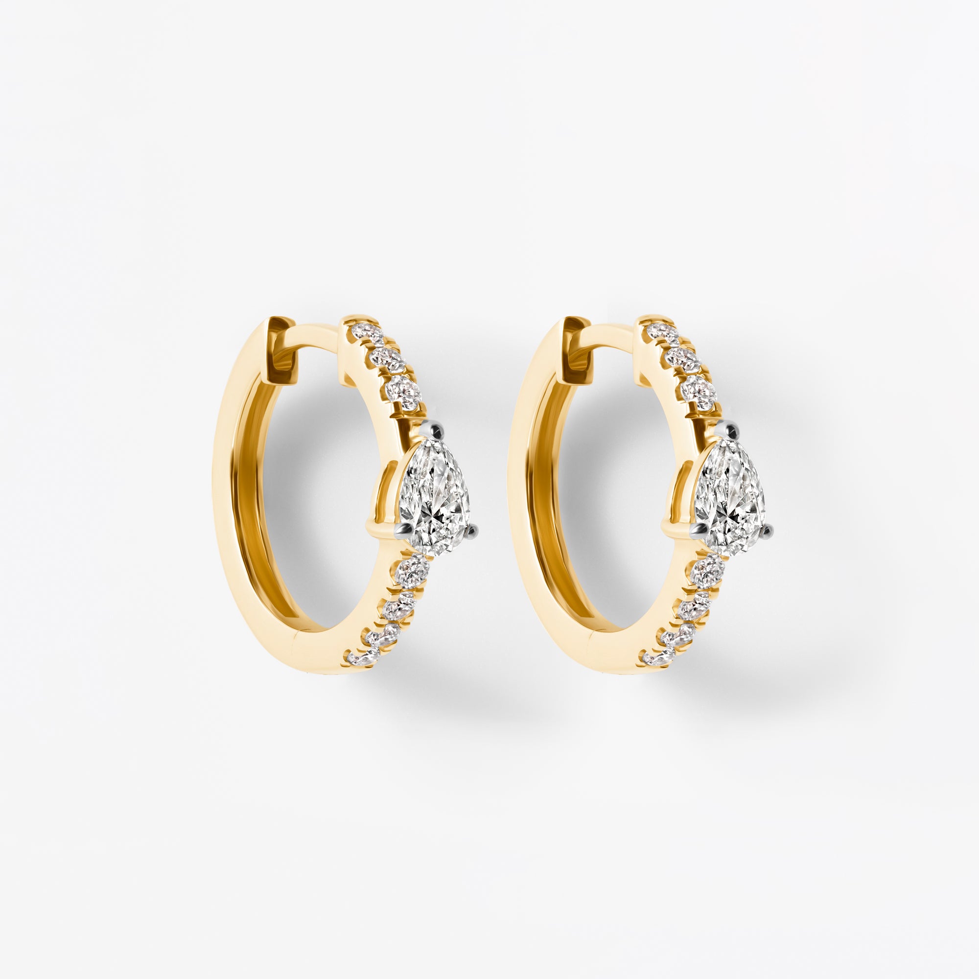 Pear Diamond Pavé Center Huggie Earrings