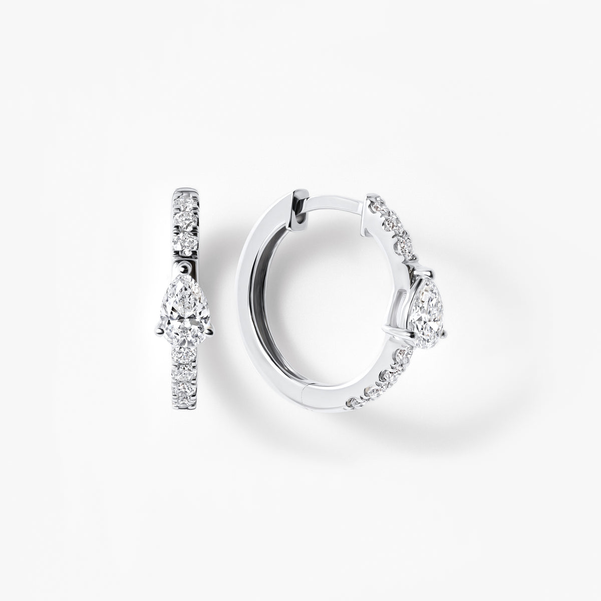 Pear Diamond Pavé Center Huggie Earrings