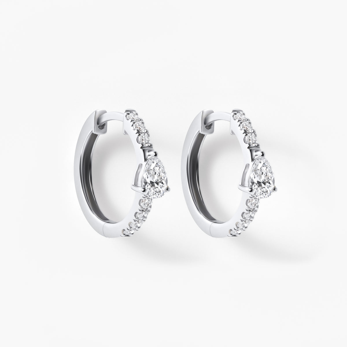 Pear Diamond Pavé Center Huggie Earrings