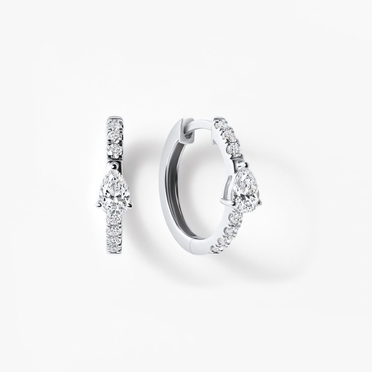 Pear Diamond Pavé Center Huggie Earrings