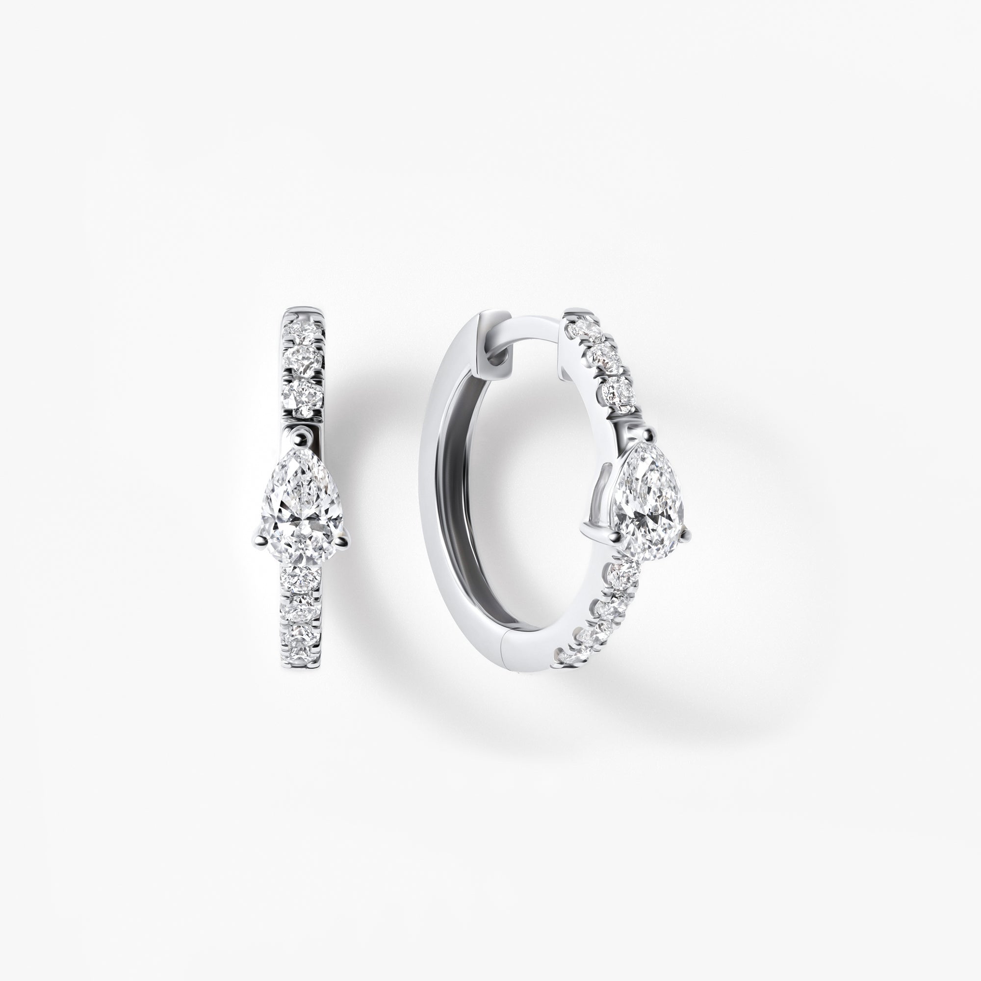 Pear Diamond Pavé Center Huggie Earrings
