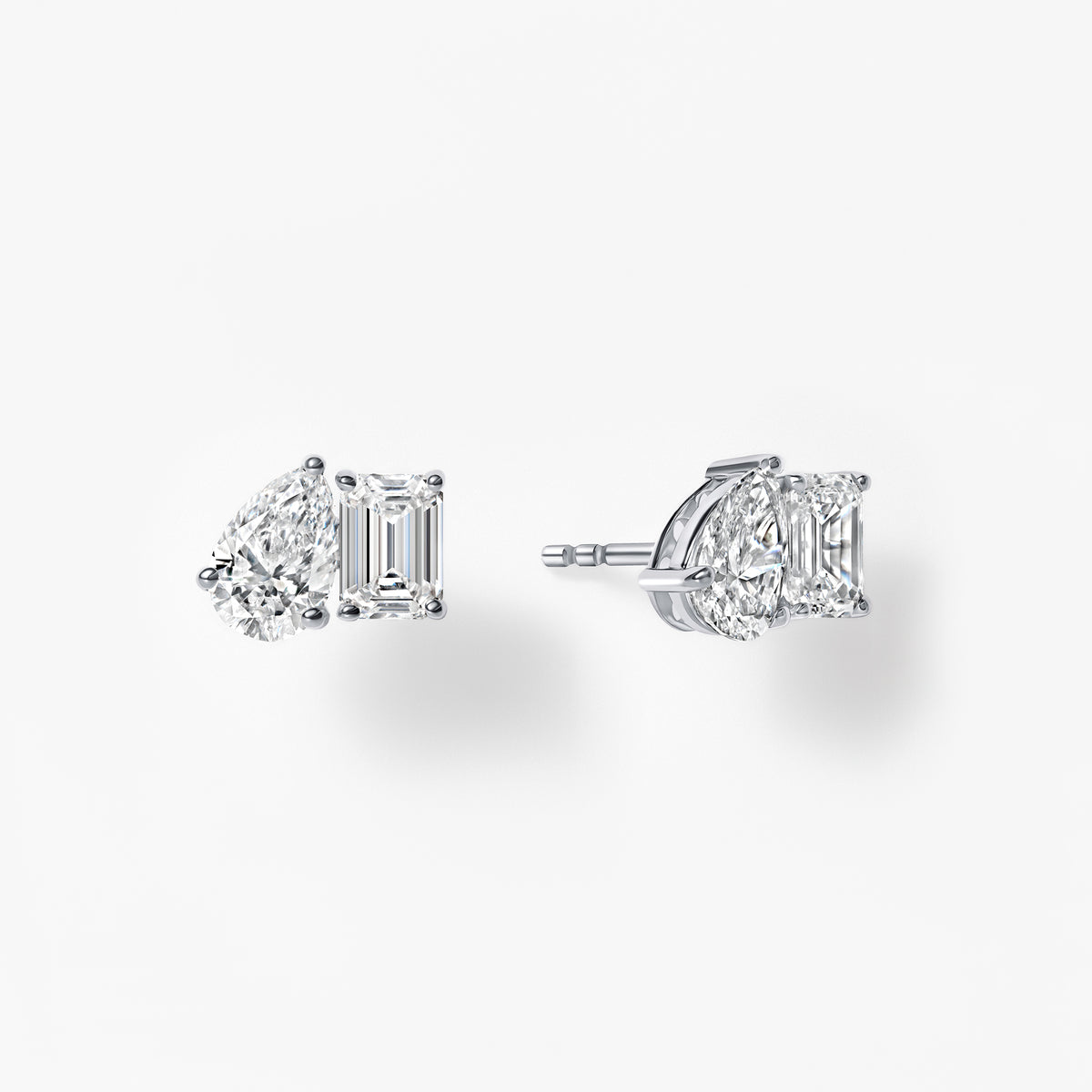Pear and Emerald Toi et Moi Stud Earrings