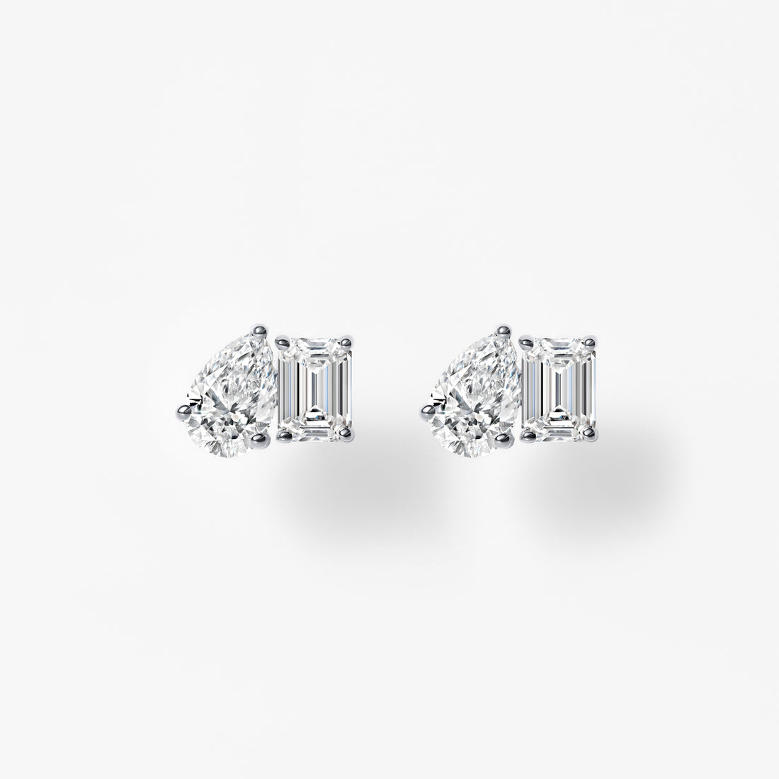 Pear and Emerald Toi et Moi Stud Earrings