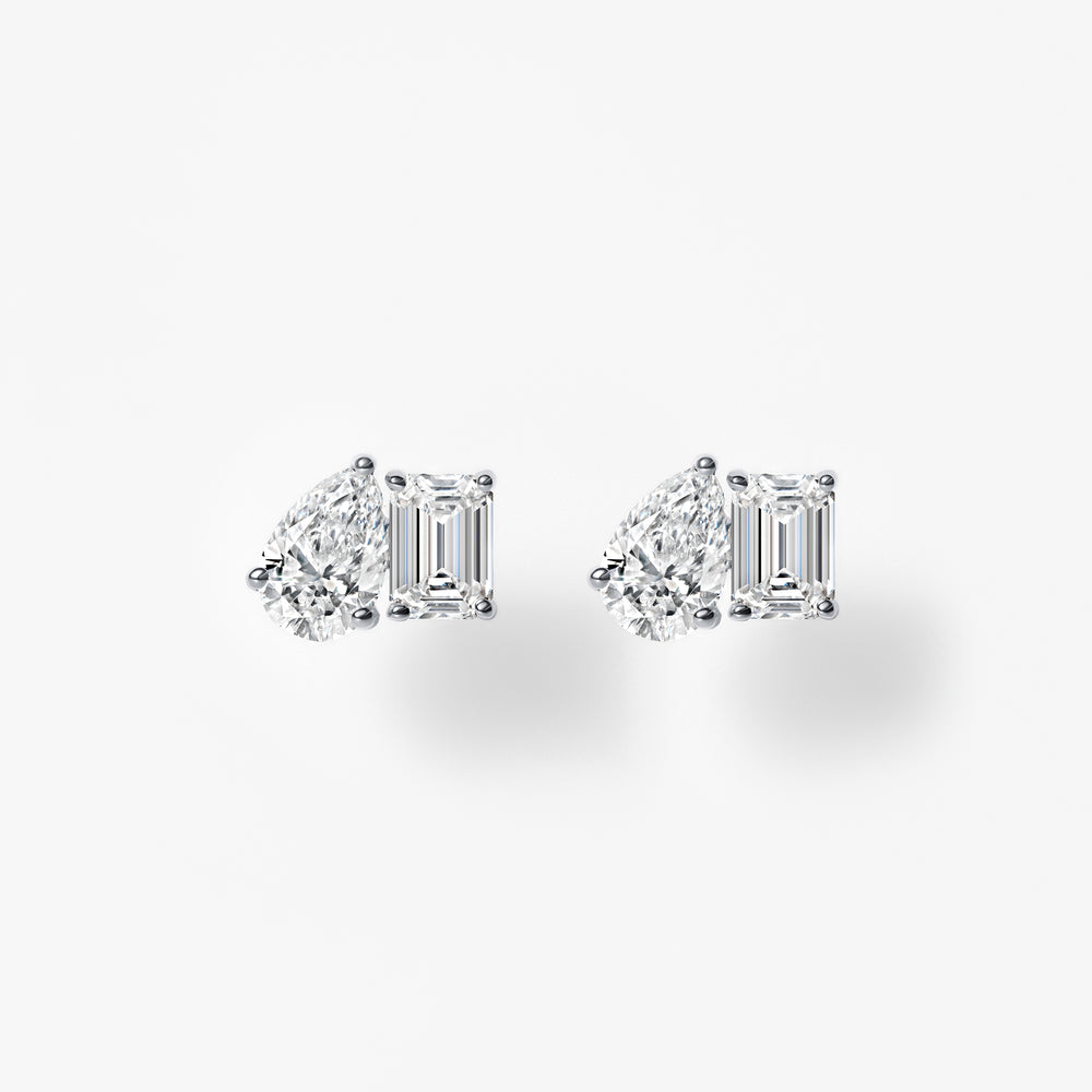 Pear and Emerald Toi et Moi Stud Earrings