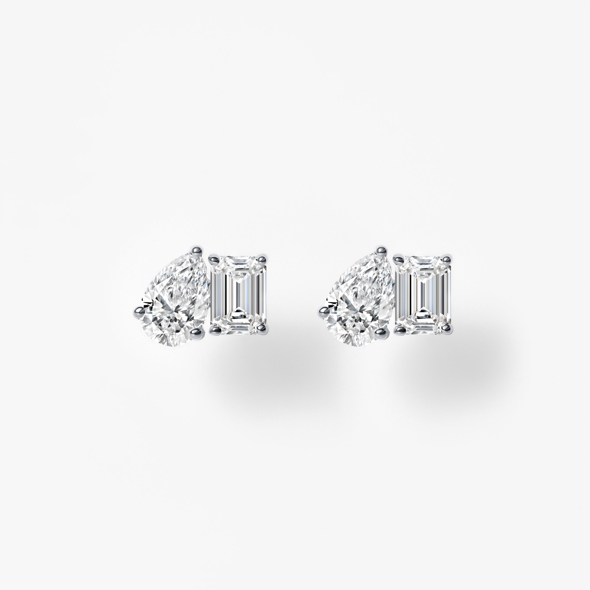 Pear and Emerald Toi et Moi Stud Earrings