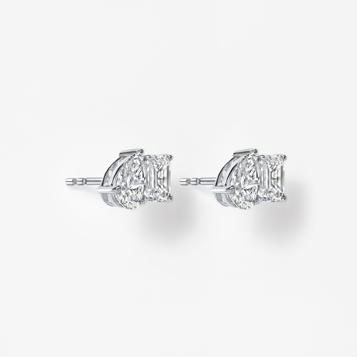 Pear and Emerald Toi et Moi Stud Earrings