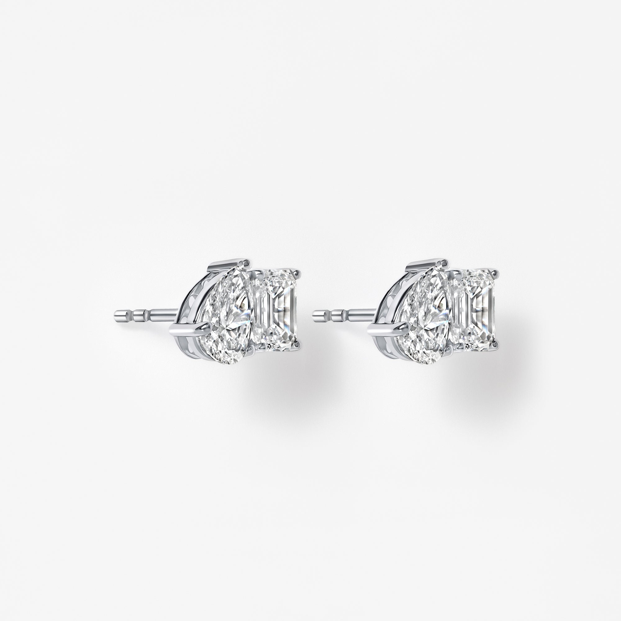 Pear and Emerald Toi et Moi Stud Earrings