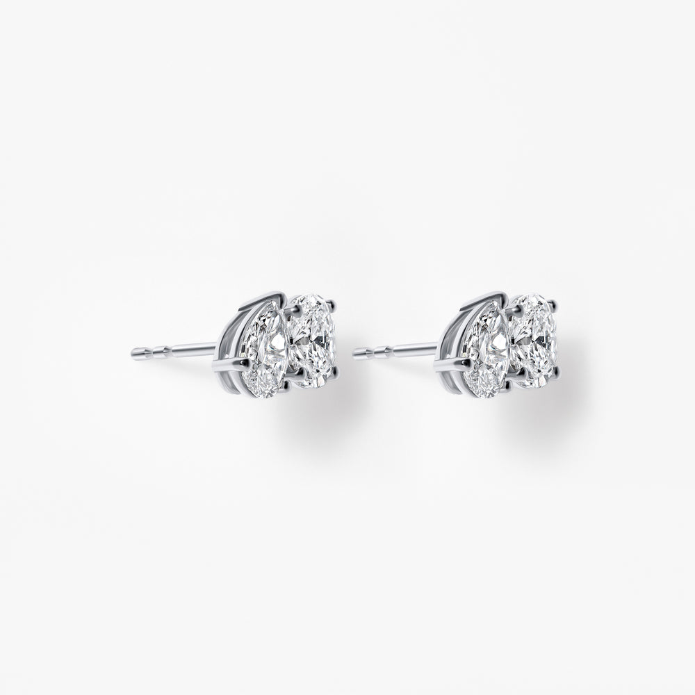 Oval and Pear Diamond Toi et Moi Stud Earrings