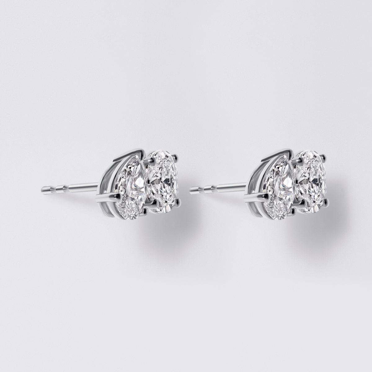 Toi et Moi Pear and Oval Studs (2CTW), White Gold