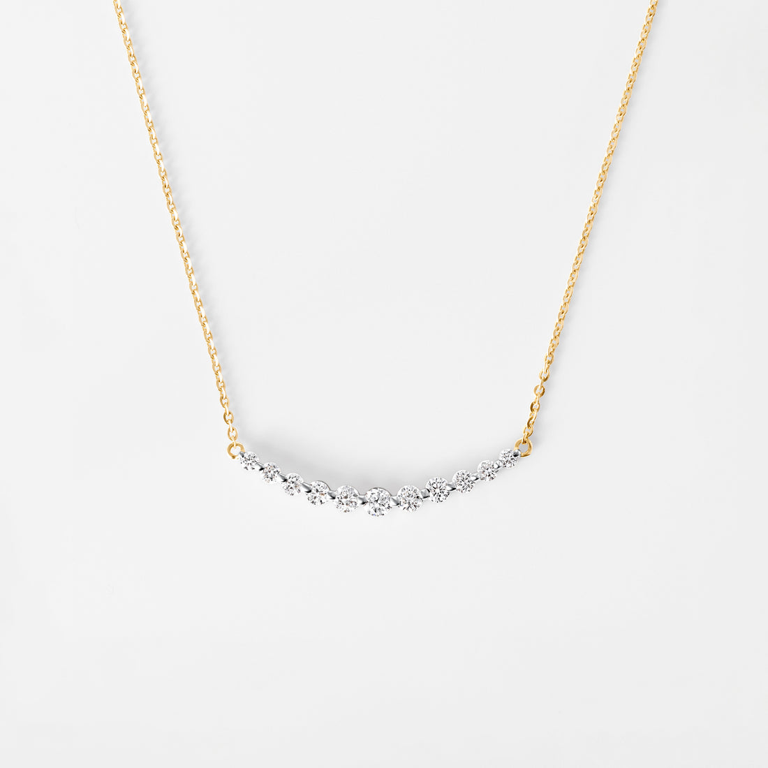 Round Diamond Graduated Curve Necklace