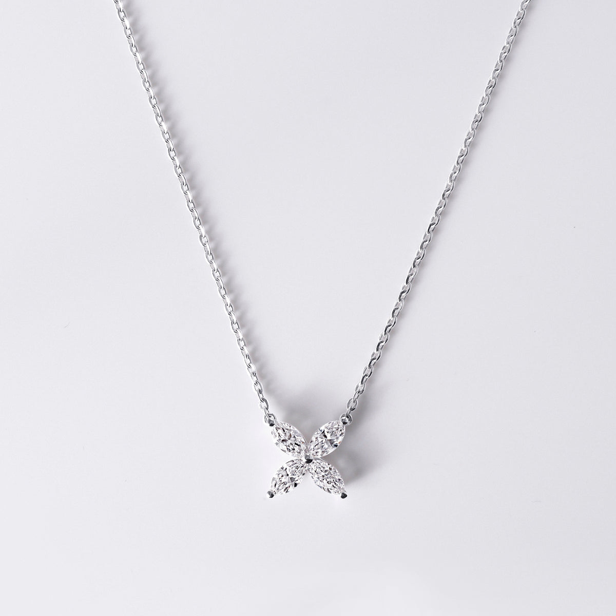 Marquise Flower Shaped Pendant (7/8CTW), White Gold
