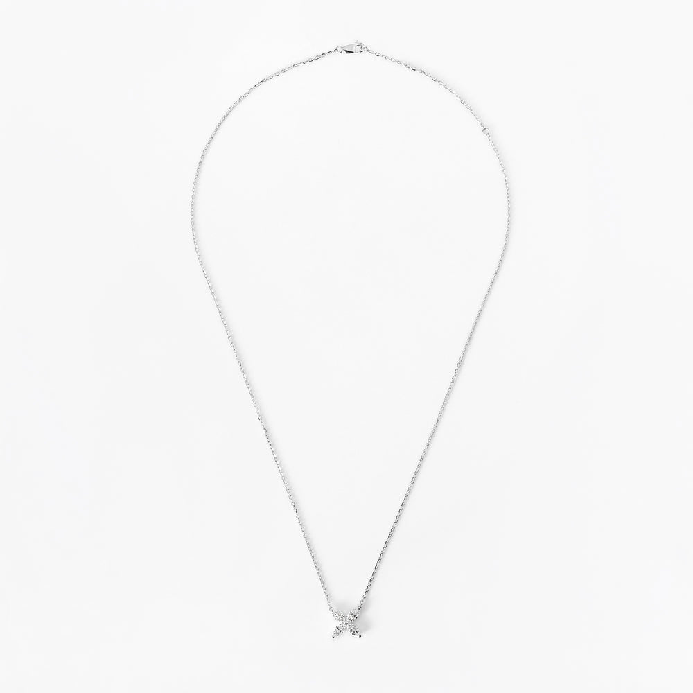 Marquise Flower Diamond Pendant Necklace