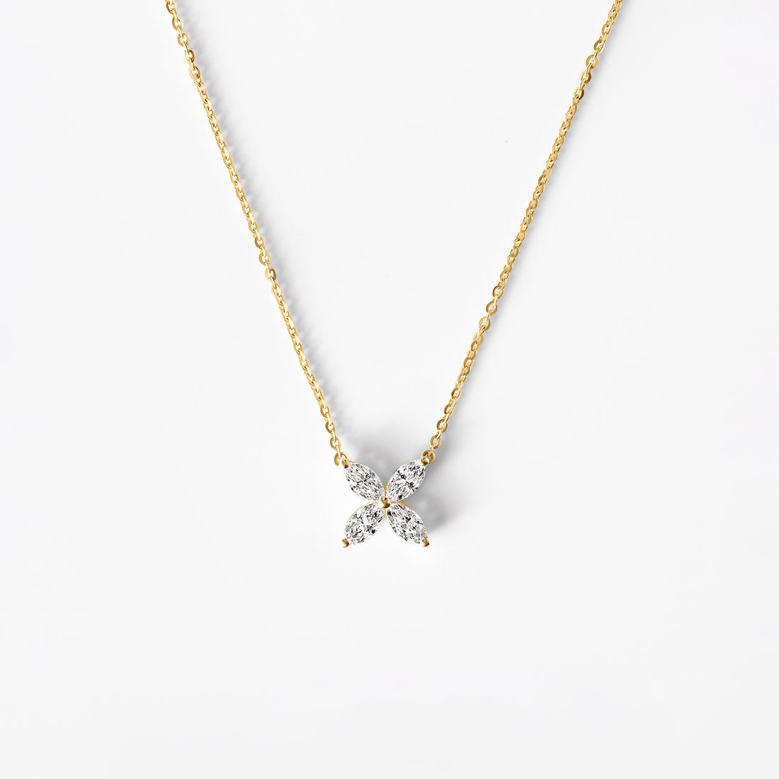 Marquise Flower Diamond Pendant Necklace