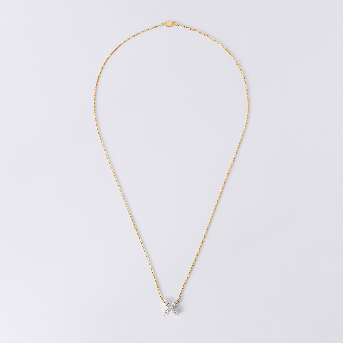 Marquise Flower Shaped Pendant (7/8CTW), Yellow Gold