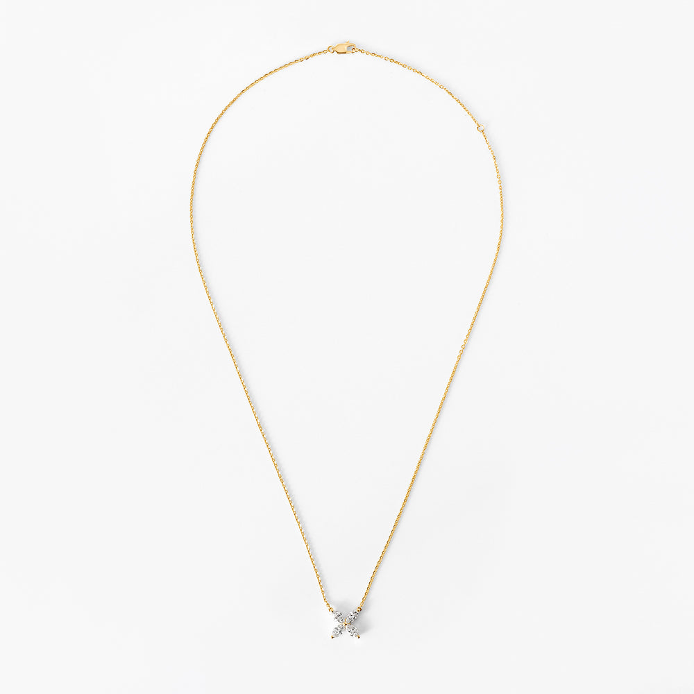 Marquise Flower Diamond Pendant Necklace