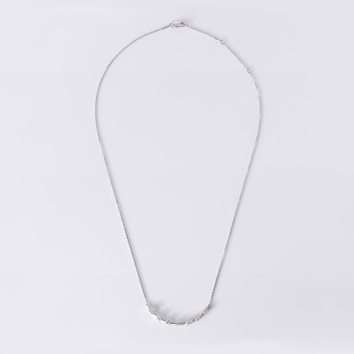 Mixed Shape Curved Necklace (1CTW), White Gold
