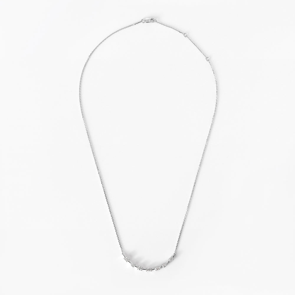 Mixed Shape Diamond Curved Necklace