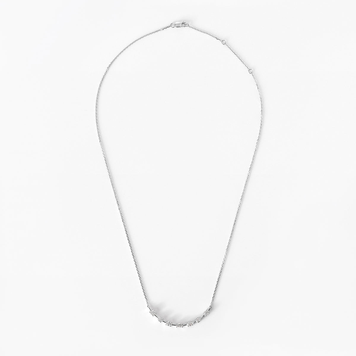 Mixed Shape Diamond Curved Necklace