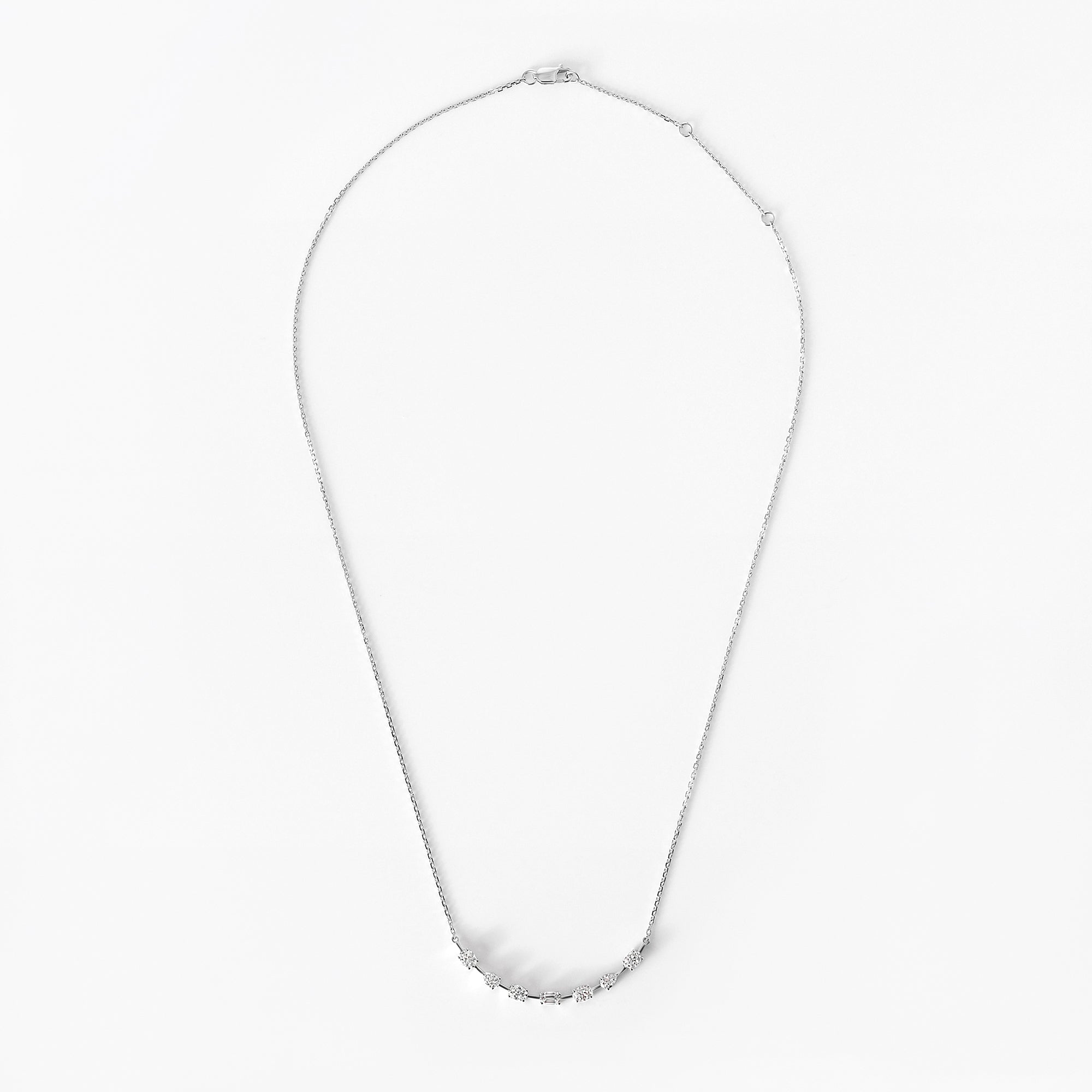 Mixed Shape Diamond Curved Necklace