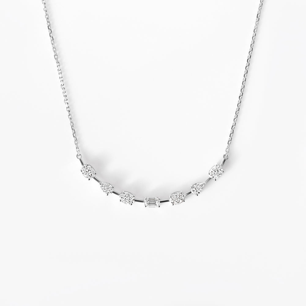 Mixed Shape Diamond Curved Necklace