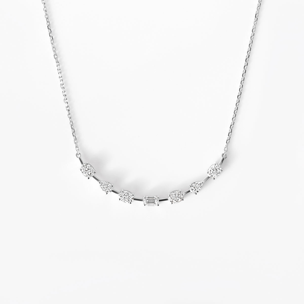 Mixed Shape Diamond Curved Necklace