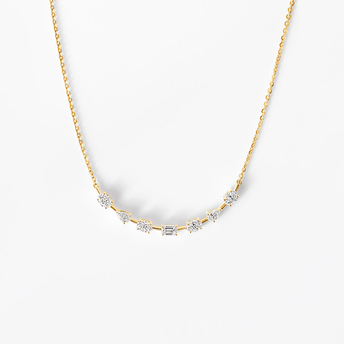 Mixed Shape Diamond Curved Necklace