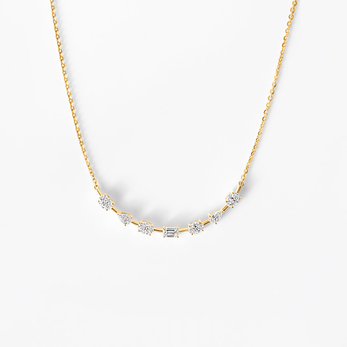 Mixed Shape Diamond Curved Necklace