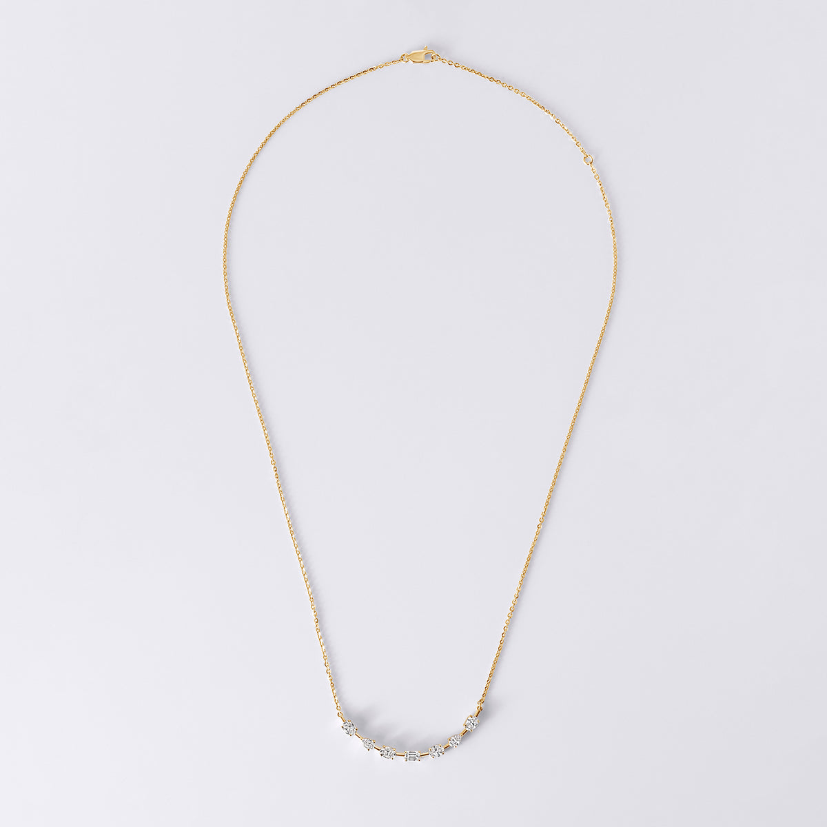 Mixed Shape Curved Necklace (1CTW), Yellow Gold