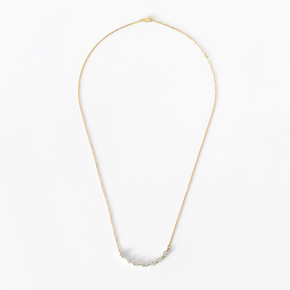 Mixed Shape Diamond Curved Necklace
